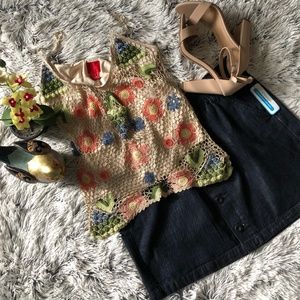 OLD NAVY ULTRA BLUE BUTTON DOWN DENIM SKIRT
